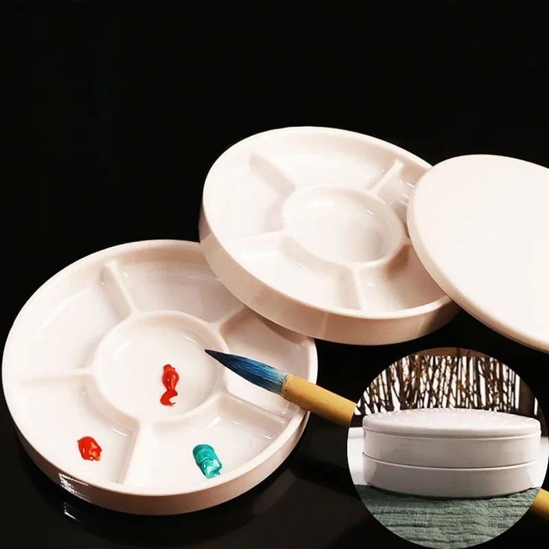 

Round Imitation Ceramic Palette Color Mixing Paint Palette Tray For Watercolor Gouache Acrylic Painting Art Supplies