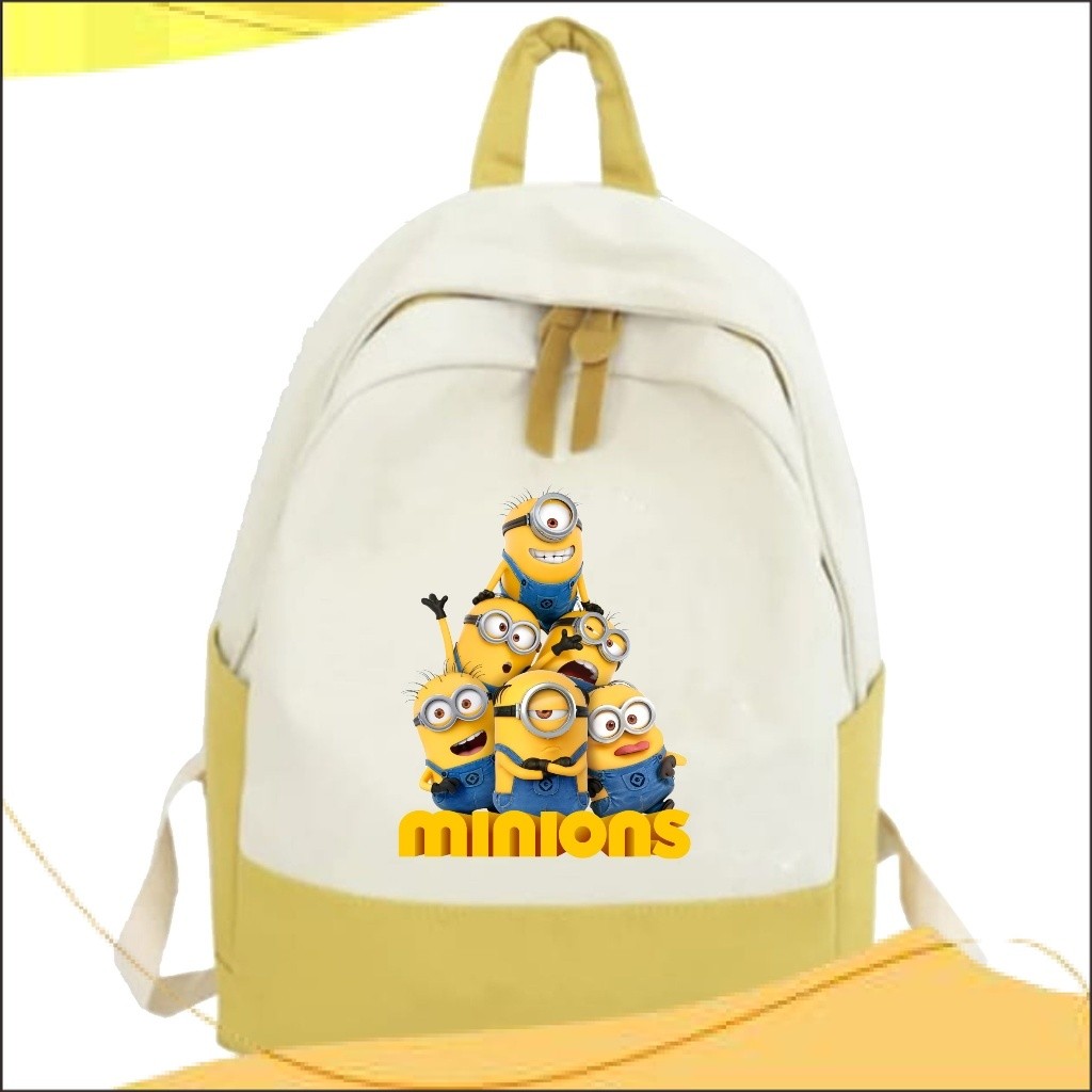 SLOGI Terbaru Tas Sekolah Anak Perempuan Laki Laki SMP SMA Kuliah Ransel Original Backpack Minion Fa