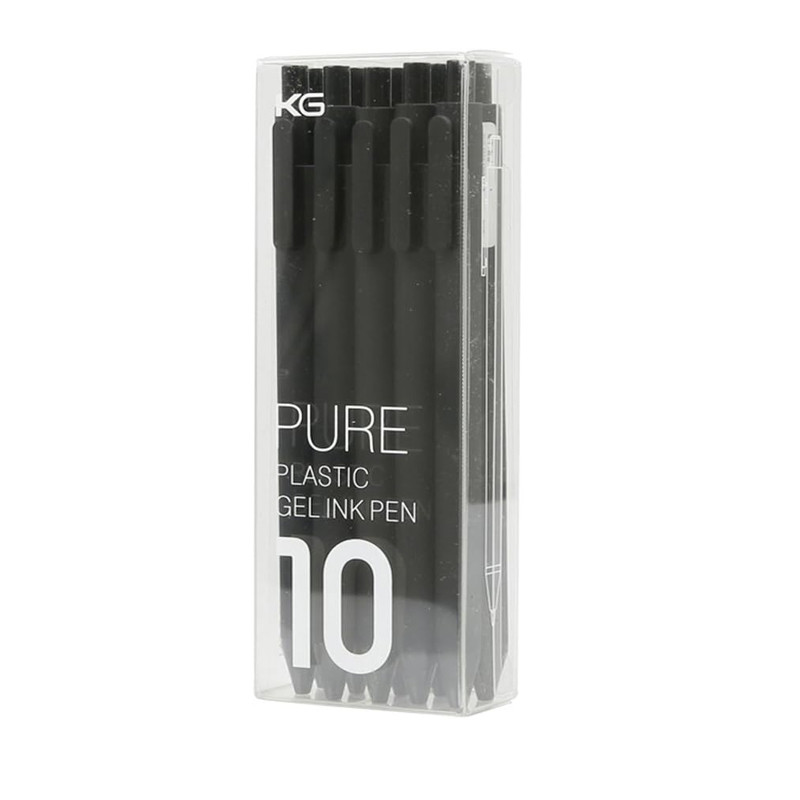 

Kaco Pure Refillable Retractable Gel Pen Black Ink 0.5mm Medium Pen Tip 10 Pack Casual Quick-Drying Aesthetic Note Pen Office Su
