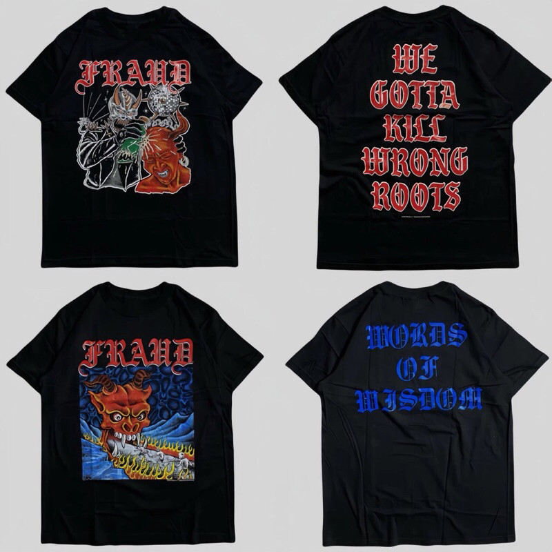 Tshirt Band FRAUD - ROOTS & WISDOM Cotton combad 24s Tebal