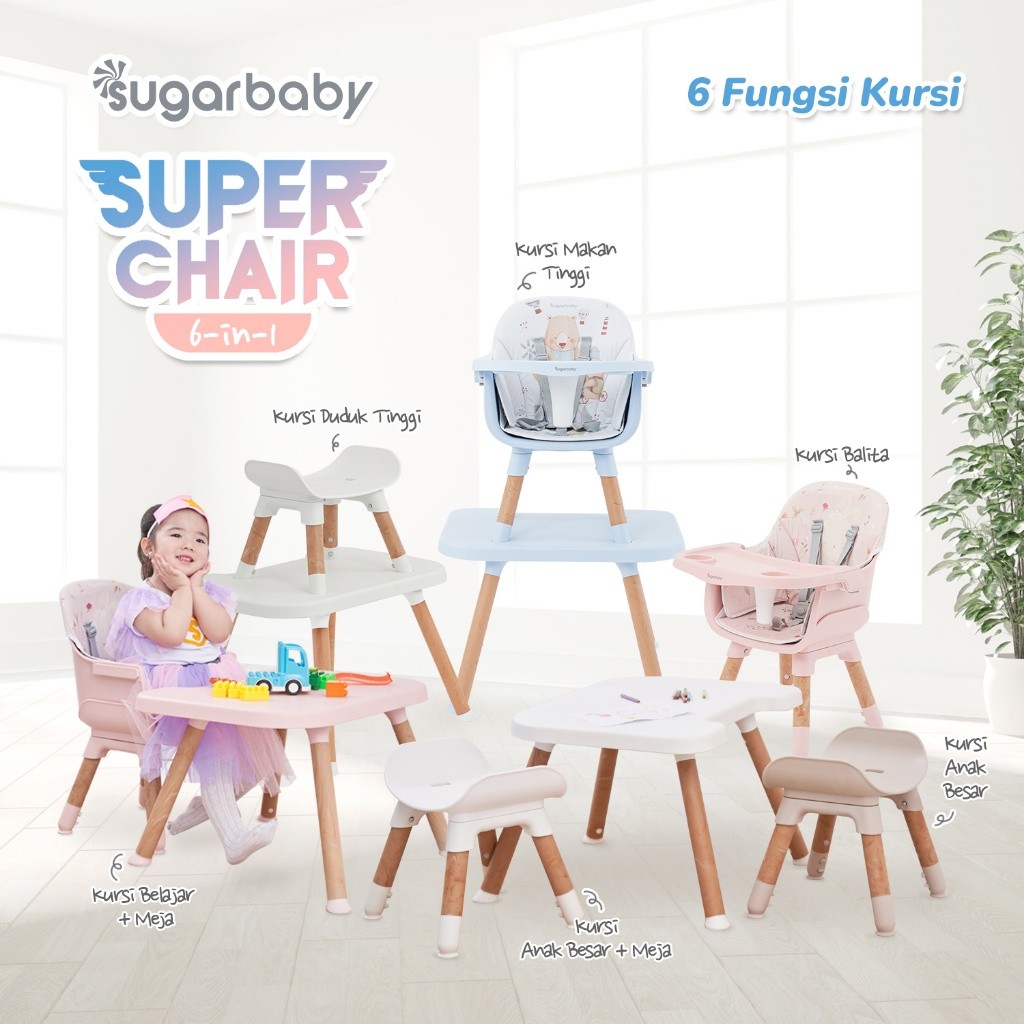 Sugar Baby Super Chair 6 in 1 / Kursi Makan Sugar Baby 6in1 / Kursi Makan Anak Bayi