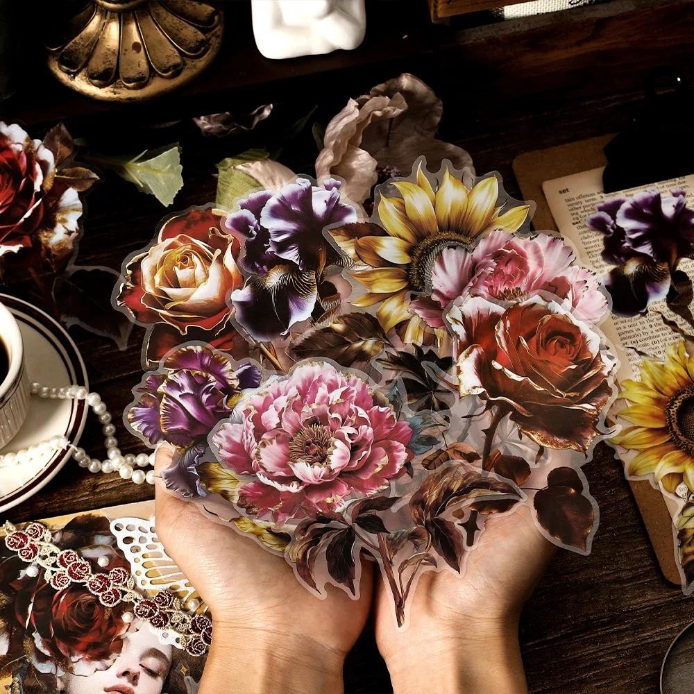 

Journamm 30pcs/pack PET Flowers Stickers Collage Scrapbooking Materials Decor Junk Journal Stationery Aesthetics DIY Stickers