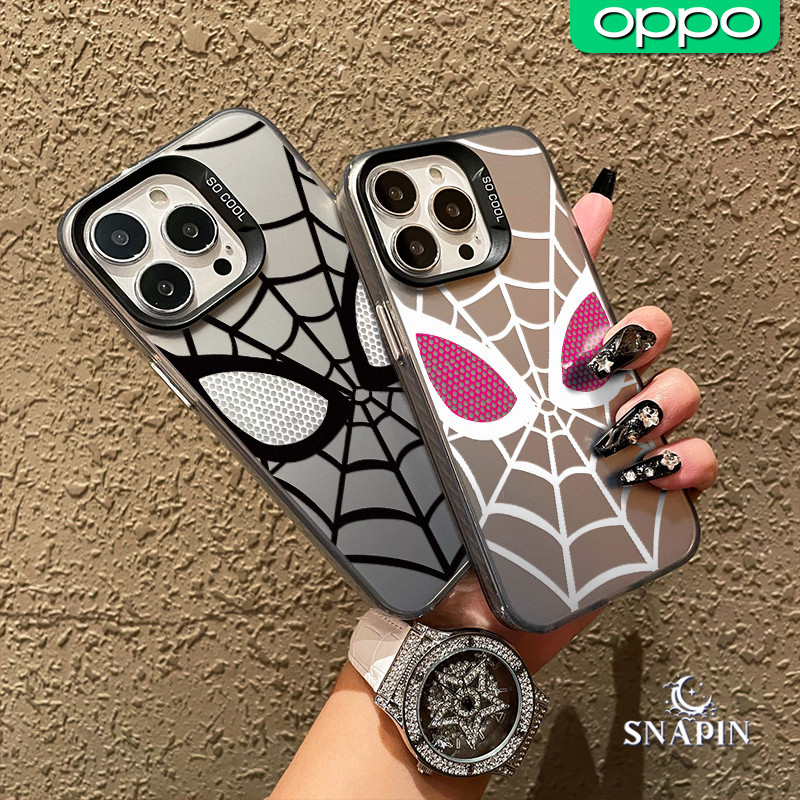 Fashion SpiderMan Glossy Hologram Couple Case OPPO A18 A16 A3x A3s A15 A60 A5S A17 A54 A57 A53 A12 A