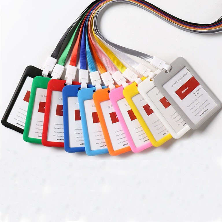 

XLOTFASHOP Id Card Tali Gantungan Holder Name Tag 2 Sisi Jepit Bahan PP Murah Lanyard