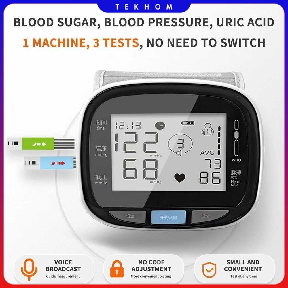 Tensimeter Digital Pengukur Tekanan Darah Gula Darah Asam Urat - LY-31