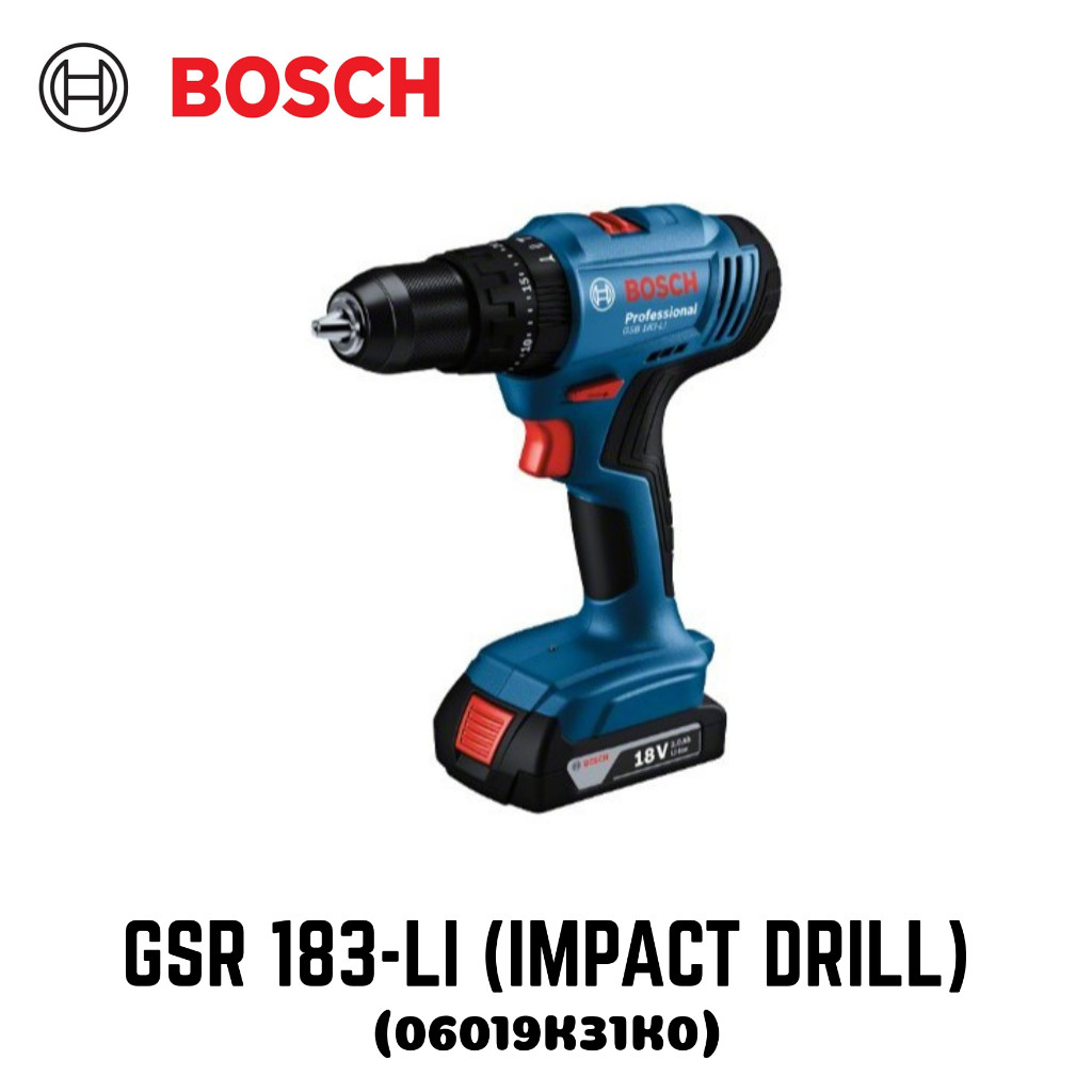 Mesin Bor Baterai Impact 18V GSB 183-LI BOSCH / Bosch Impact Drill GSB183-Li Bor Impact Baterai 18 V