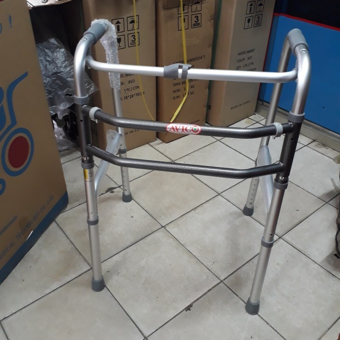 Tongkat Walker Avico kaki4 Model Jemuran kaki 4 Lipat Alat bantu Jalan - Merk Avico