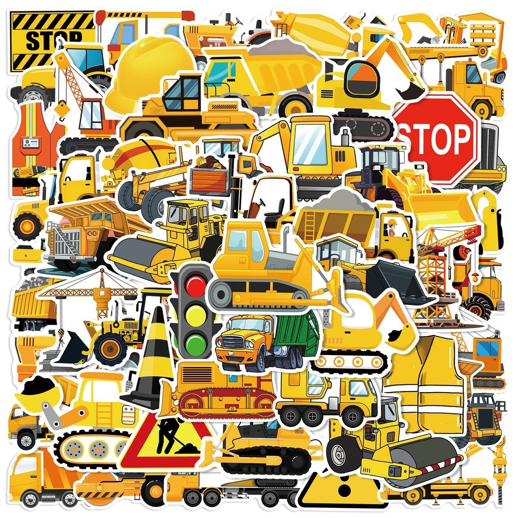 

10/25/50pcs Cartoon Construction Vehicle Truck Stickers for Kids Y Toy Vinyl Car Decals Waterproof Scrapbook Stationery