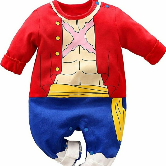 One piece baby romper costume kostum bayi luffy one piece pirate - Luffy short, 90