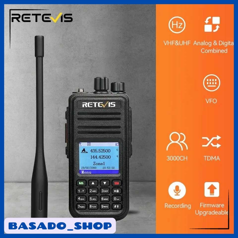 RETEVIS Walkie Talkie Two Way Radio Dual Band Digital Analog 2000mAh - RT3S