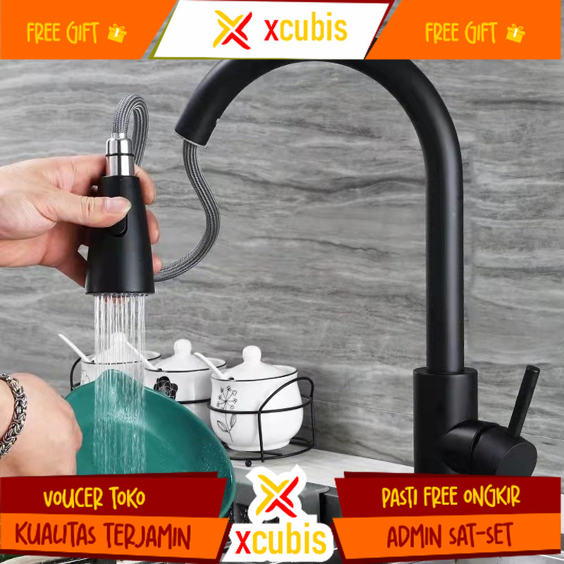 Kran Sink Tarik Keran Cuci Piring Fleksibel Stainless Faucet Sprayer kran Cuci Piring Kitchen sink k