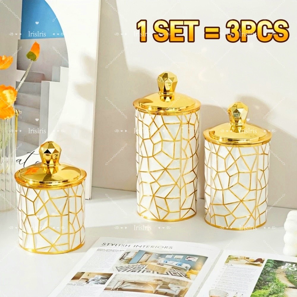 IRIS 3PC Toples Koleksi Set Toples Makanan Plastik Kemewahan Yang Tersegel/Toples Set 3Pcs/Set Mewah