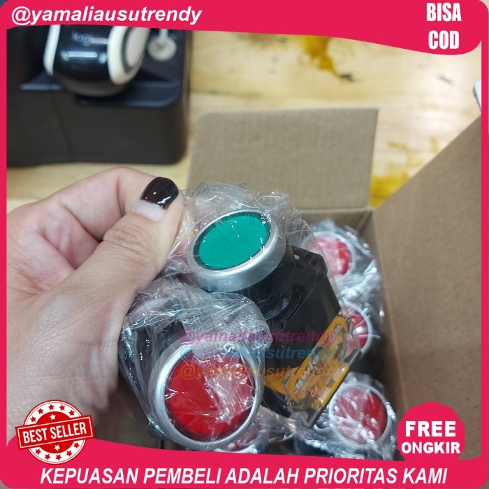 Free Ongkir Push Button No Nc Hijau/Merah Ewig EA38-11 - Merah