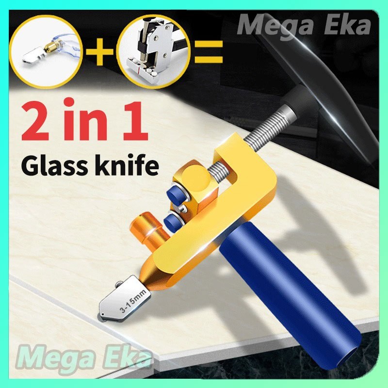 Pemotong kaca/Alat pemotong kaca/Alat pemotong kaca manual/2 In 1 Alat Pemotong Kaca Keramik Ubin Gl
