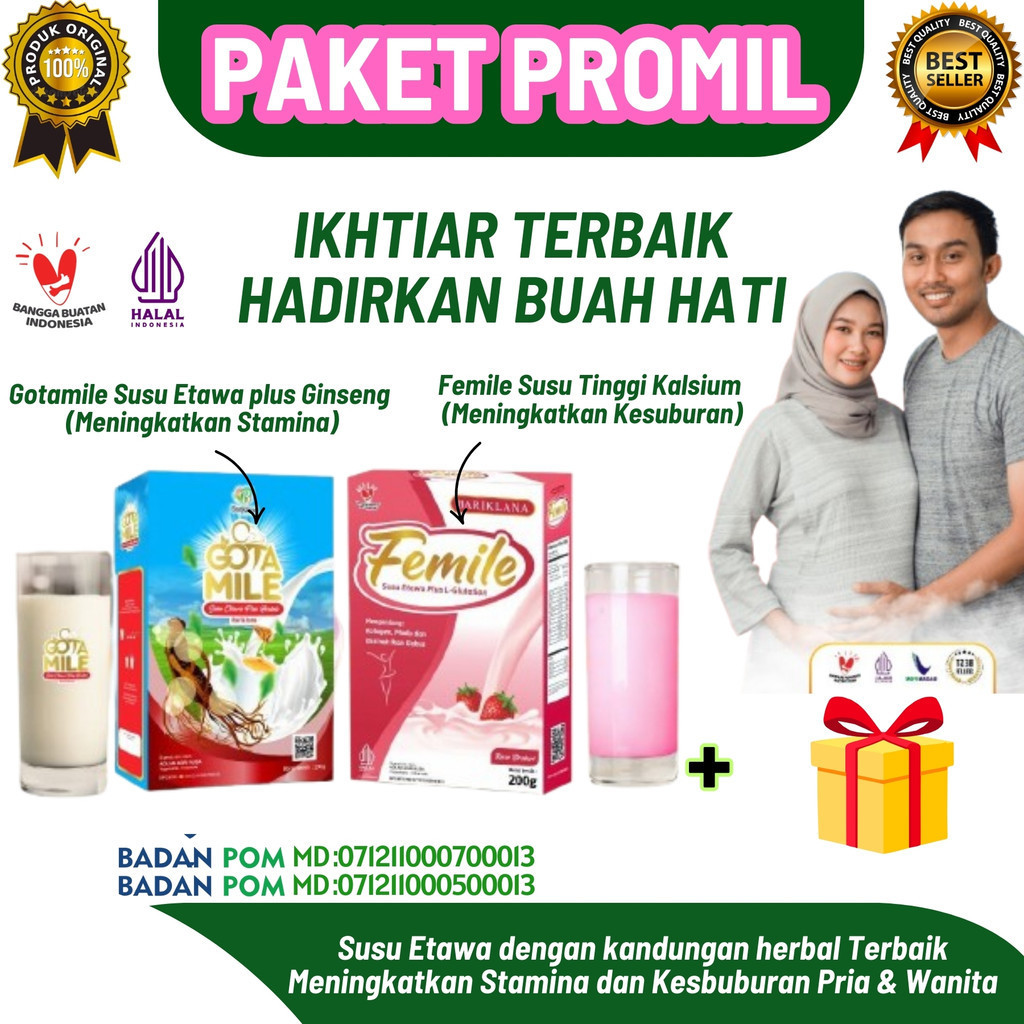 

FEMILLE DAN GOTAMILE Susu Etawa Promil kesuburan Pria dan Wanita 200g Enak dan Sehat