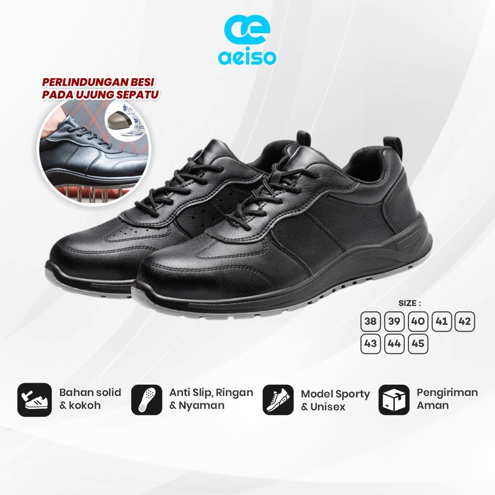 Terbaru Sepatu Safety Shoes casual ujung ada BESI Waterproof anti smash  safety boots aeiso V8