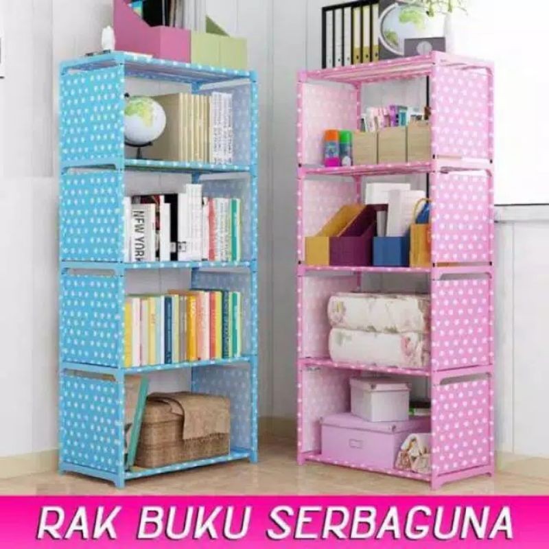JAKLUIS_SHOP Rak Buku Serbaguna Besi Kuat 4 susun 5 tingkat / Rak Buku Baju Helm Portable