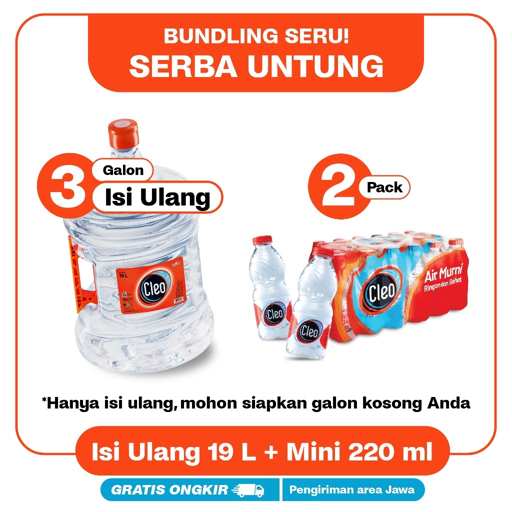

Cleo Air Murni 3 Galon 19L Refill + 220ml 2 Packs