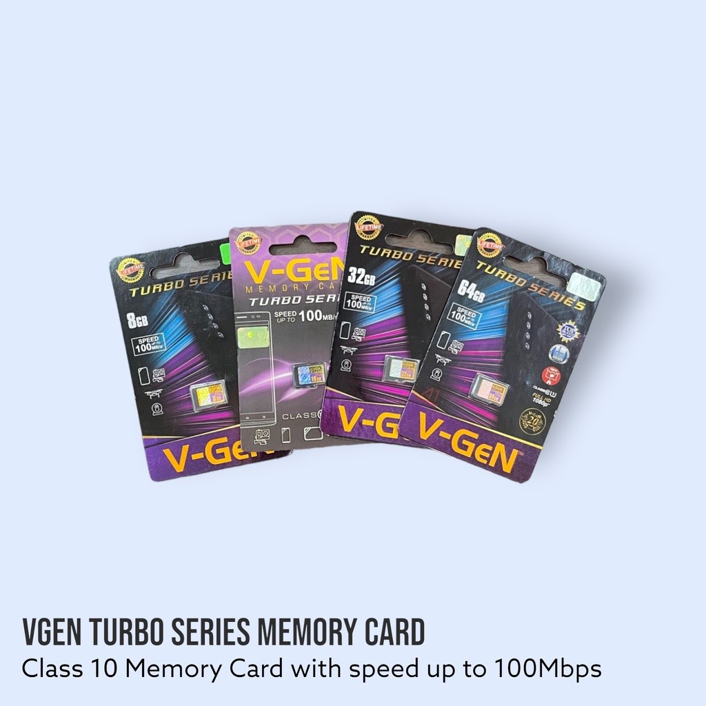 Memory Card ORIGINAL Mirco SD V-Gen Turbo Series 100Mbps 8GB 16GB 32GB 64GB MEMORI KARTU CCTV HP DLL