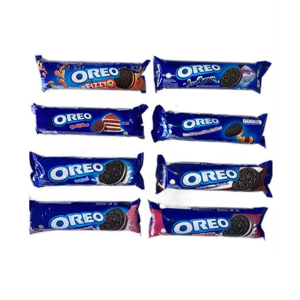 

Biskuit Oreo Sandwich Roll Cream Wafer 123gr Original Strawberry Cokelat Peanut Red Velvet