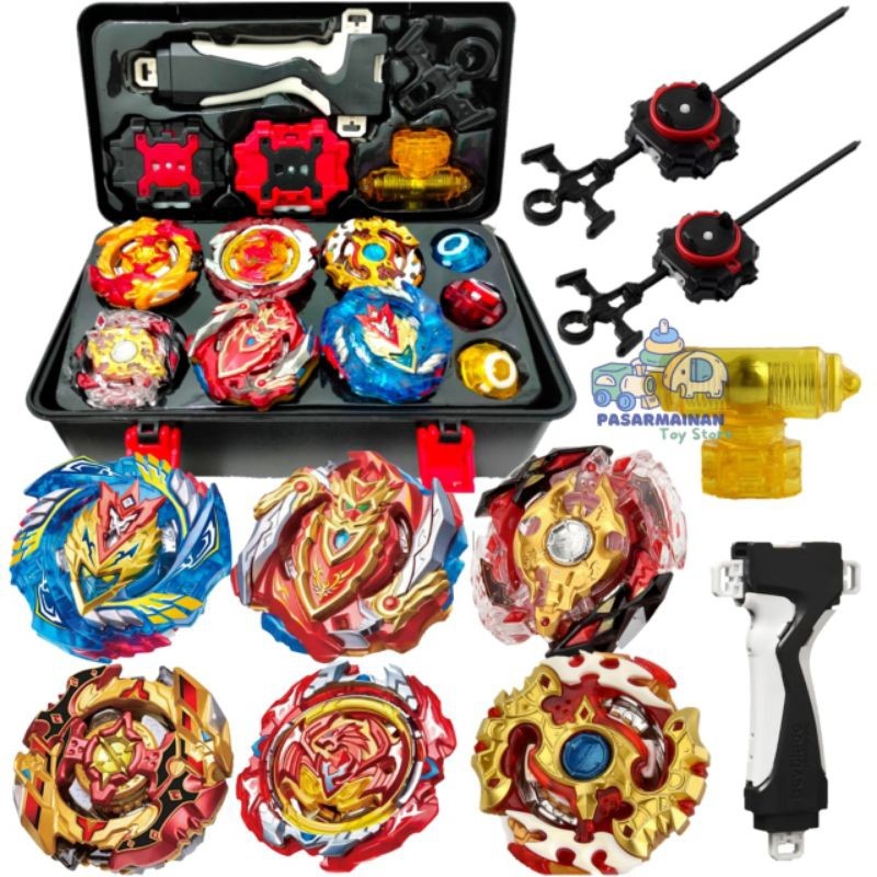 Mainan Gangsing Beyblade Box Burst Set Launcher Gasing Super Accesories Battle Set