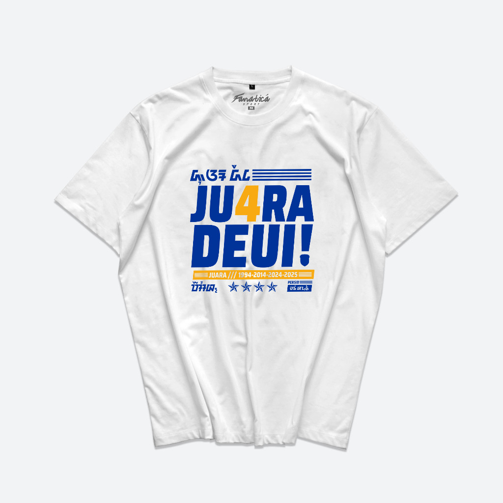 Kaos Persib Juara Deui Aksara Sunda -  Kaos Persib Back To Back - Kaos Bola - T-Shirt Combed 24s Uni