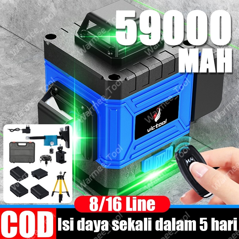 WARMEE Waterpass laser multifungsi 8 line 59000MAH laser tukang bangunan 12 line laser level 16 line