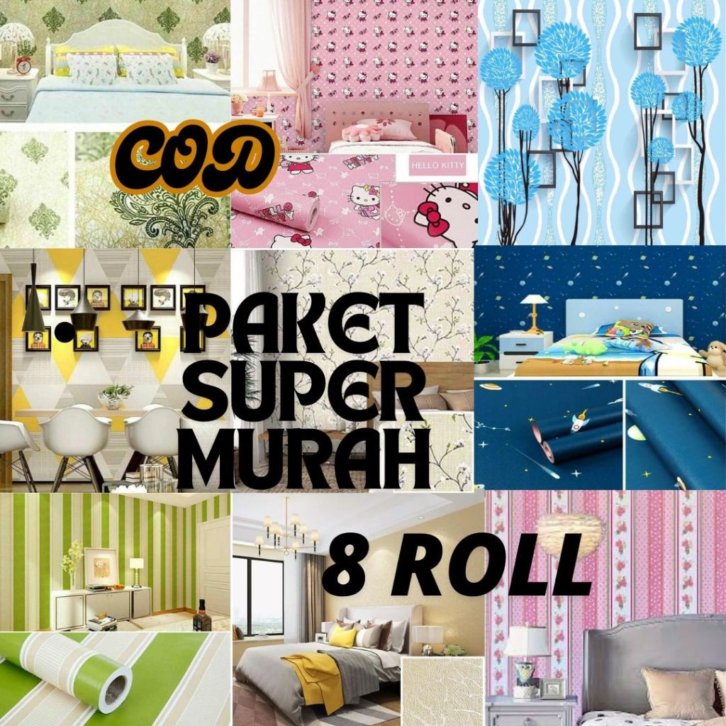 Paket Super Murah  Paket 8 Roll Wallpaper sticker Dinding | SOOKU | ORANGE | Grade A | KCT