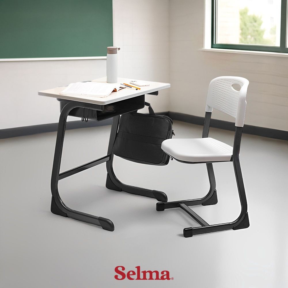 Selma Auric Set Meja & Kursi Sekolah - Biru Navy Bangku Belajar Meja Belajar Kursi Belajar Furniture