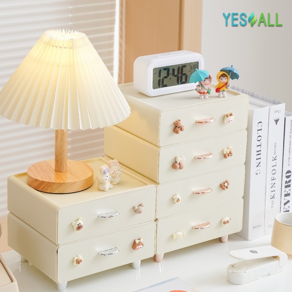 YESALL Rak Susun Serbaguna - Rak Kosmetik Kotak Penyimpanan Rak Skincare Rak Serbaguna Tempat Make U