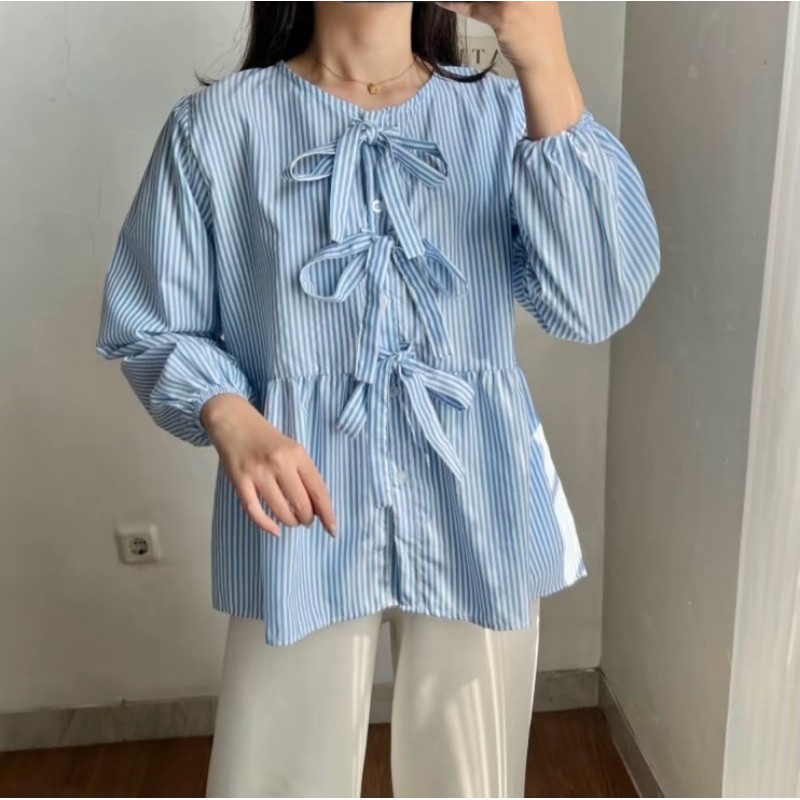 BS - BLOUSE PITA KEKINIAN / WINDA ATASAN BLOUSE PITA / Blouse Kerja Wanita dengan Aksen Pita / Blous