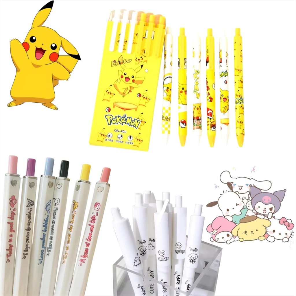 

MW013 1 Pcs Bolpoin Pikachu Pen Pokemon Random Pulpen Bolpen Pena Anak SD MurahMekanik Cetekan Gel