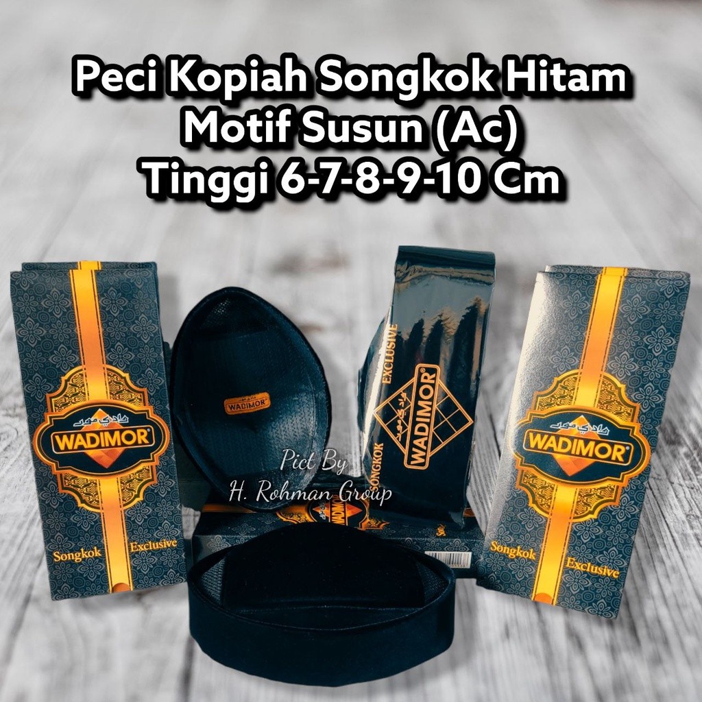 Wadimor Peci Kopiah Hitam Motif Susun Ac Tinggi 6cm 7cm 8cm 9cm 10cm By Sorban Batik