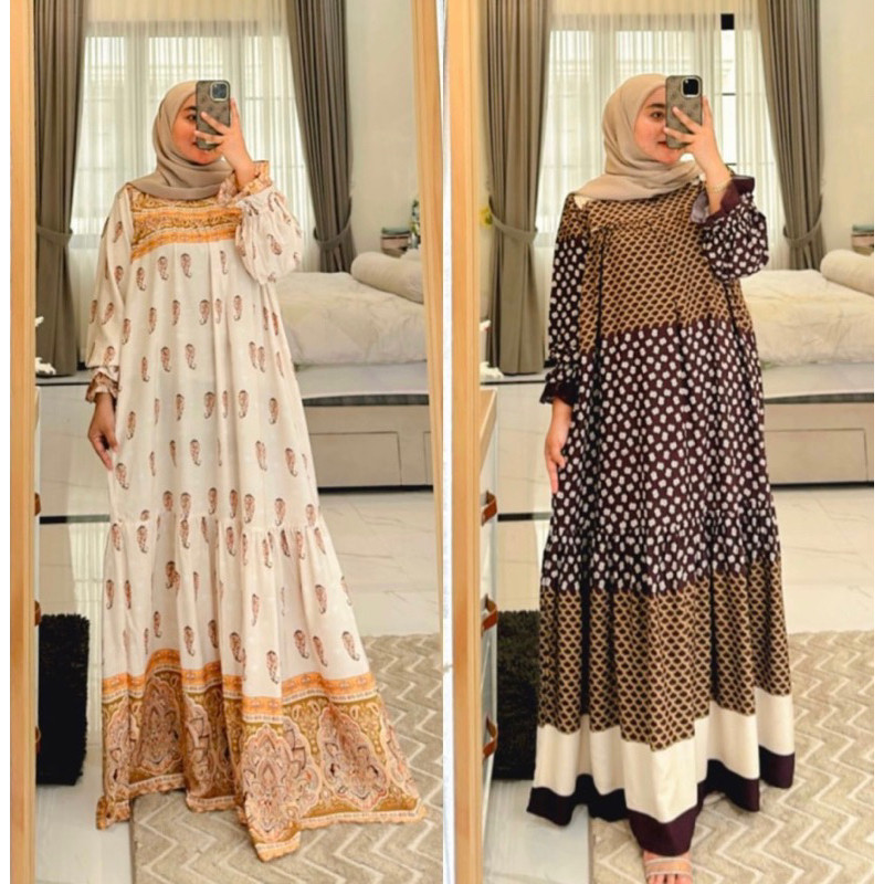 DRESS SLAVINA MOTIF TERBARU/GAMIS LEBARAN 2025