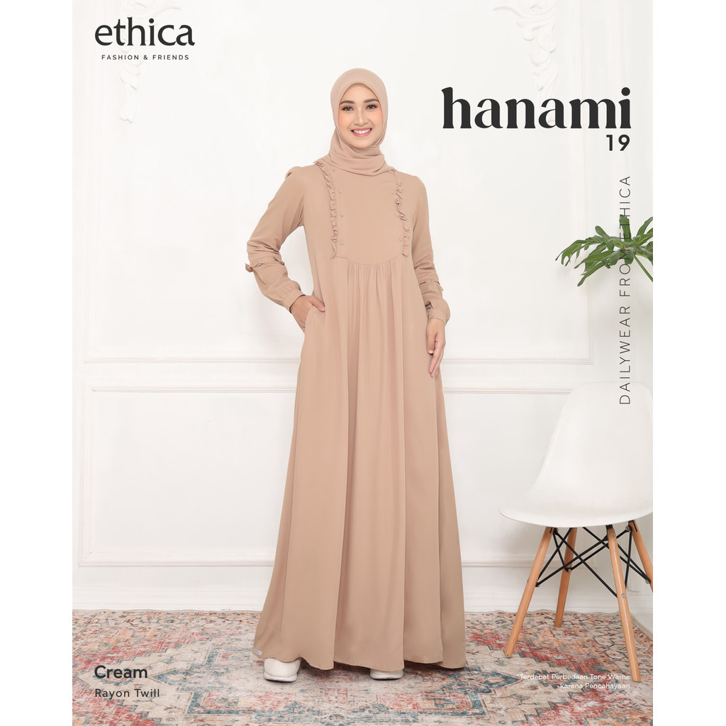 Gamis Polos Dewasa  Bahan Rayon Hanami 19 Dress Muslim Simple Wanita By Ethica