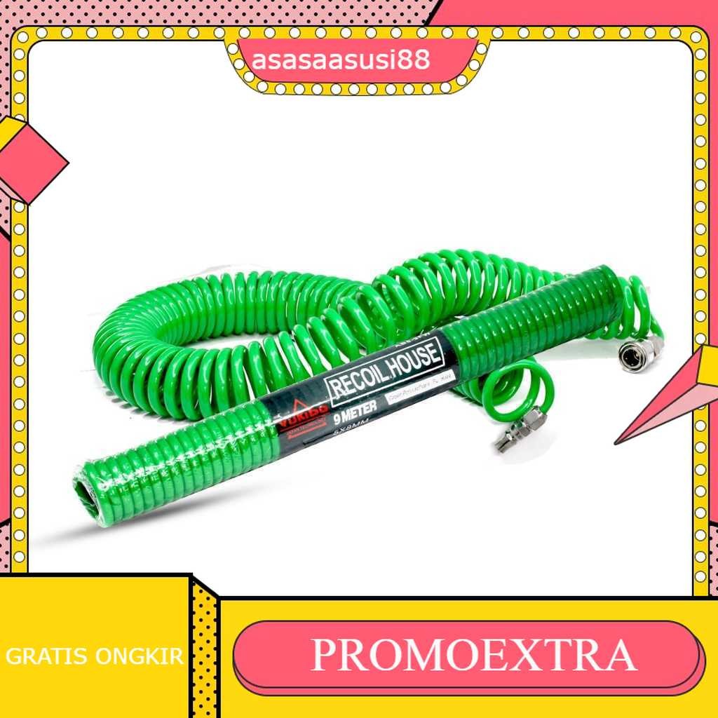 MODEL TEKIRO  Selang Angin Spiral Kompresor Selang Recoil Hose 4.5M 6M 9M 12M Selang Angin Spiral Ko