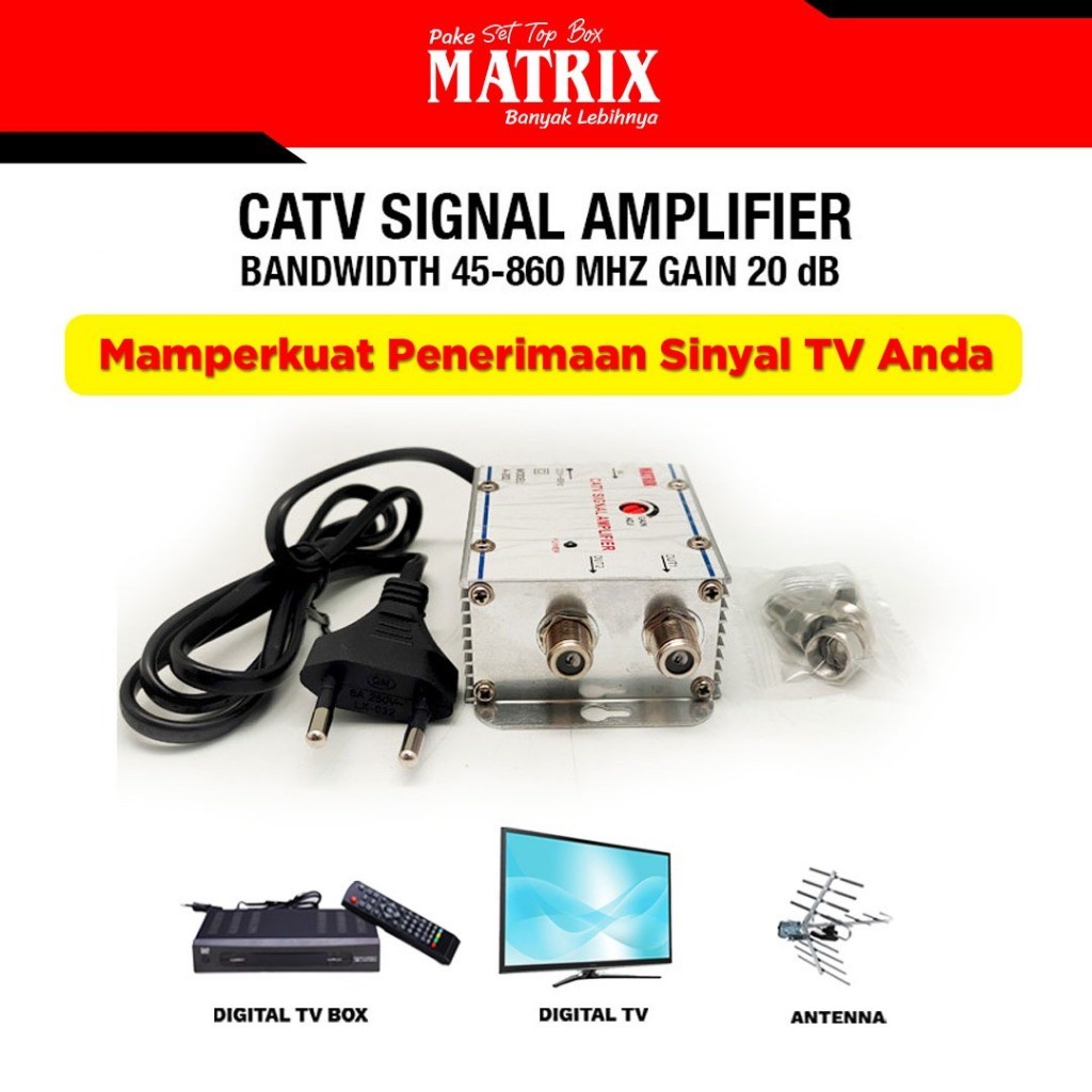 MATRIX - Booster Indoor dan Spliter MATRIX A-202 Penguat Sinyal TV 2 Way