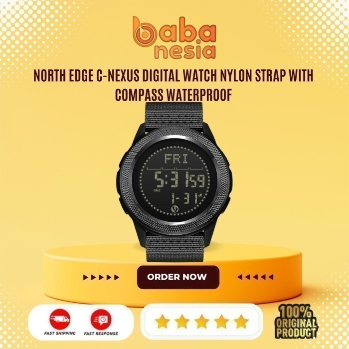 NORTH EDGE C-NEXUS Digital Watch Nylon Strap With Compass Waterproof