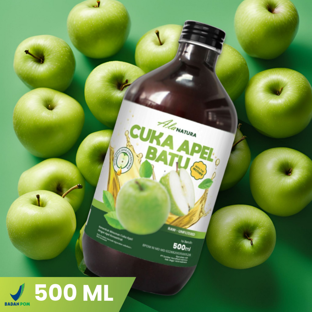 

Cuka Apel Hijau Batu/Apple Cider Vinegar With Mother & Organik 500 ml Unfiltered Diet & Detoks