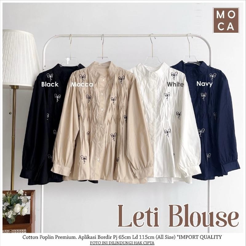 ATASAN CASUAL LETI BLOUSE BAHAN CATTON POPLIN PREMIUM ORI BY MOCA