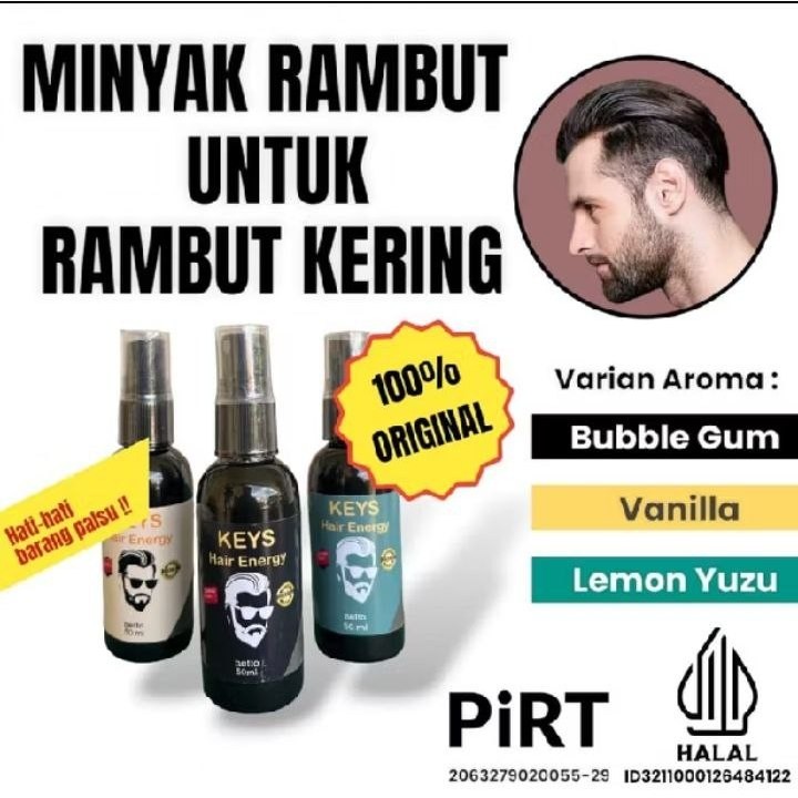 Minyak Rambut Pria Spray Keys Hair Energy 50ml Wangi Sepanjang Hari