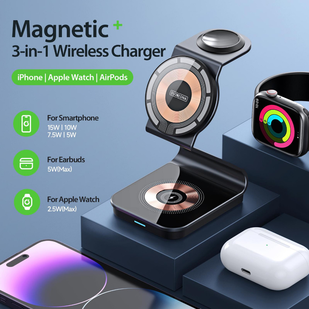 DUZZONA Wireless Charger 3 in 1 Magnetic Fast Charger