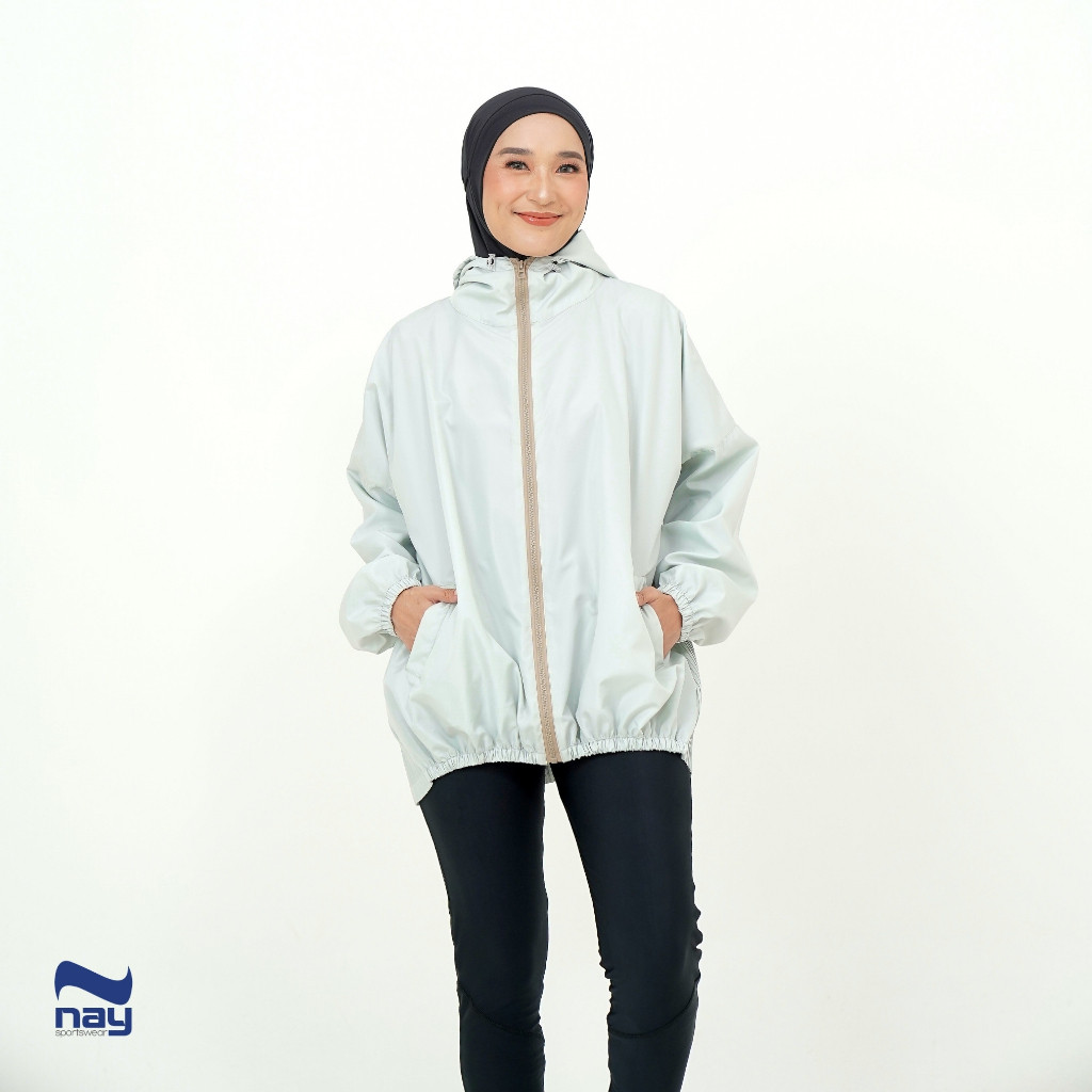 NEW Jacket Olahraga Wanita Parasut Oversized - Heera Jacket (Mint) PREMIUM