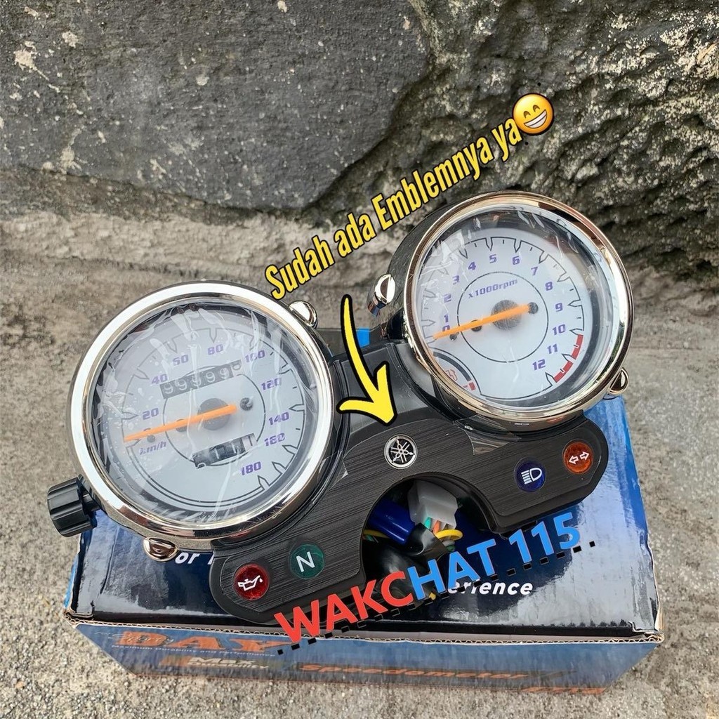 Spidometer RX King Peredam Layar Putih Emblem Garputala Mirip Original