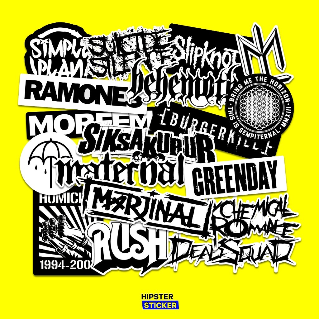 

BAND BLACK N WHITE Series Stiker Aesthetic | ANTI AIR ANTI LUNTUR | stiker aesthetic stiker laptop