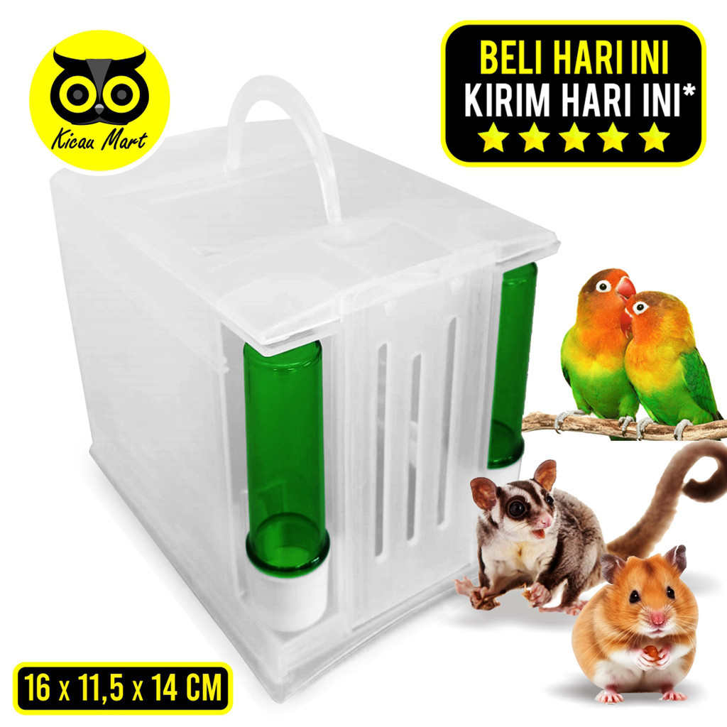 KICAU MART Sangkar Kandang Untulan Import Italy Pet Travel Mini Box Plus Dispenser Makan Minum Hewan