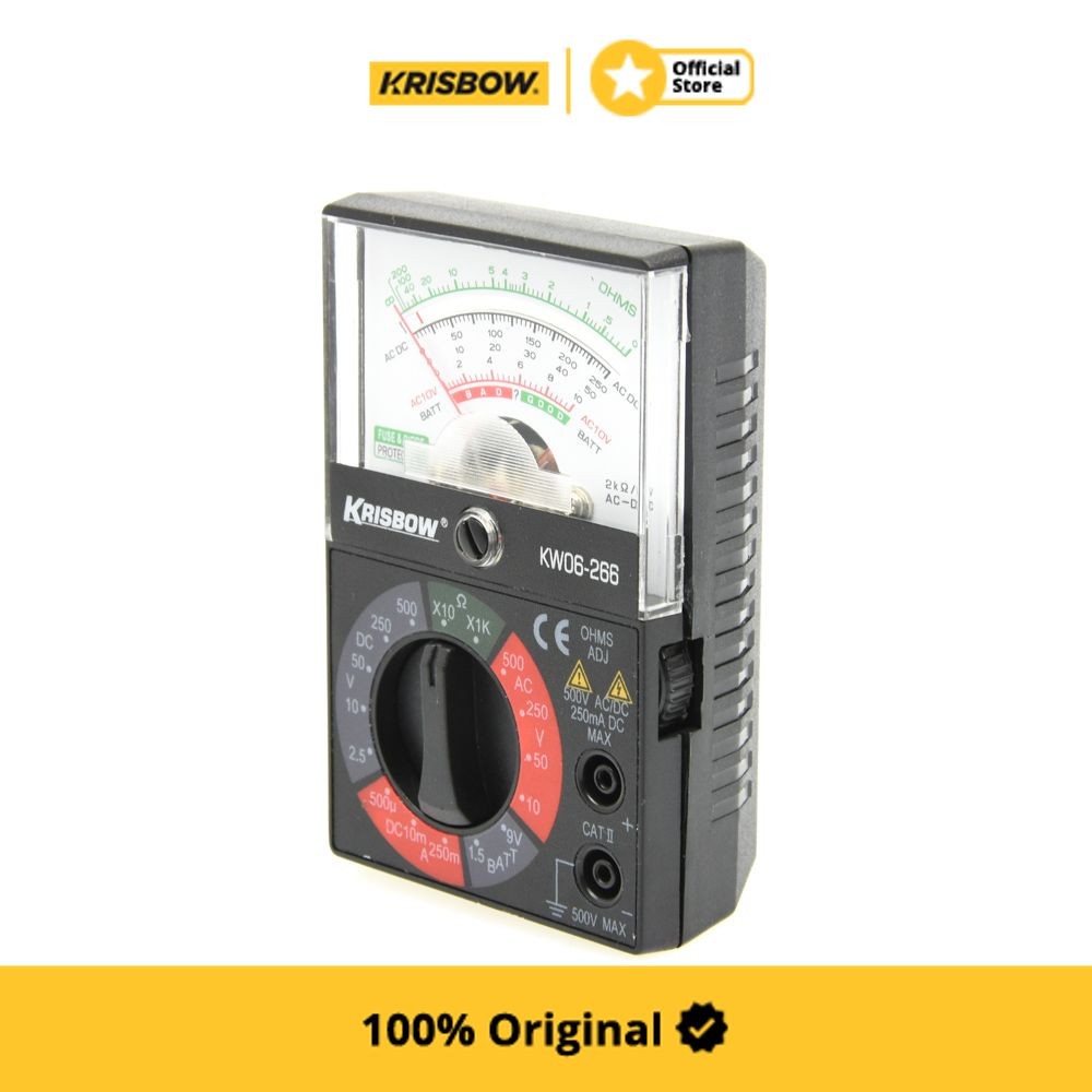 TERJAMIN Krisbow Alat Ukur Multimeter Analog Kecil Avometer Elektrik Tester Tegangan Arus Teknisi