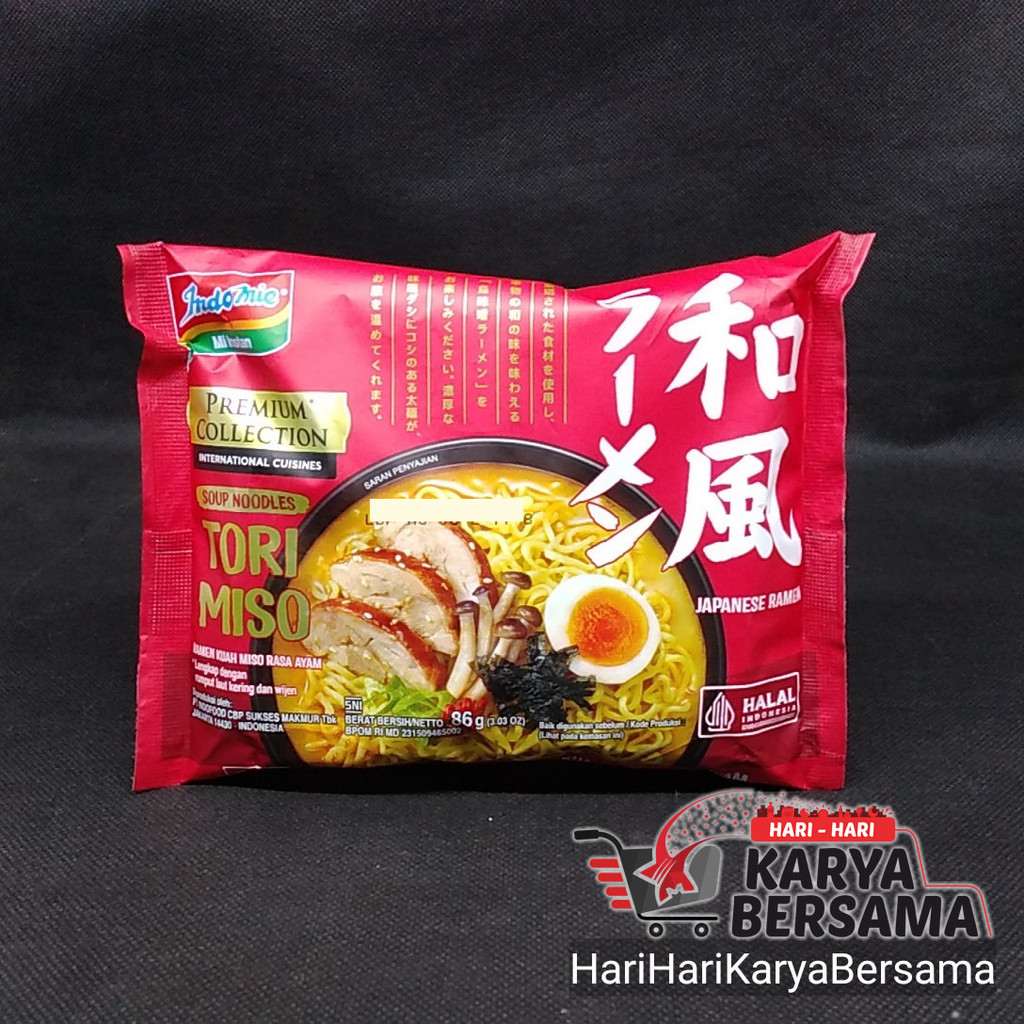 

INDOMIE MI INSTAN PREMIUM COLLECTION JAPANESE RAMEN TORI MISO 86GR