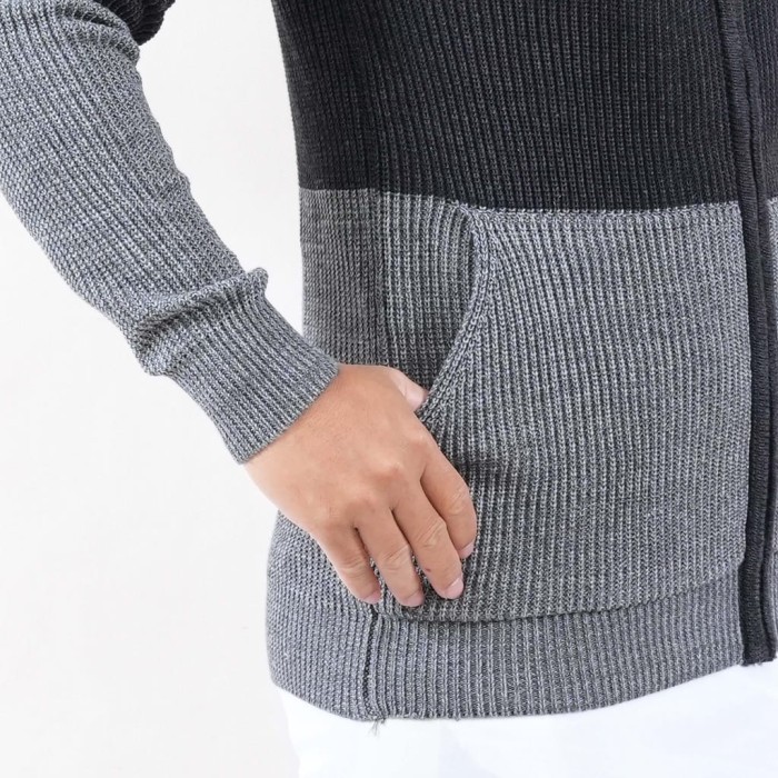 Sweater Rajut Tebal Bahan Wol Resleting Depan Turtleneck Pria Wanita Sweter Wol Tebal - Millo, M