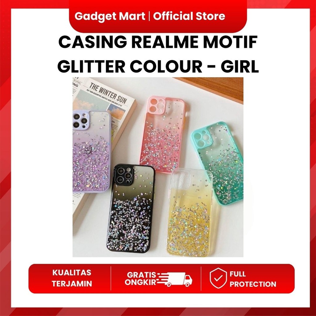 CASING REALME MOTIF GLITTER COLOUR - GIRL